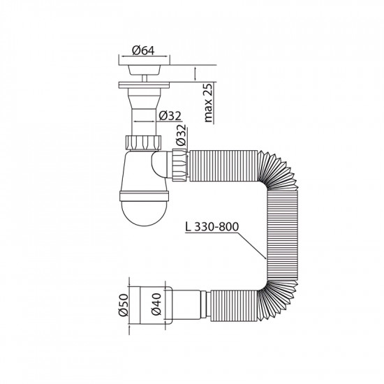 Сифон для умивальника Mixxus SU-09-A 1 1/4"x32 з литим випуском (MI8189)