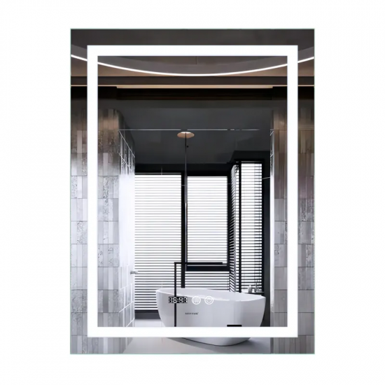 Зеркало Mixxus Premium FLASH MR21-70x90 (LED Touch, Anti-fog, диммер, часы) (MP6618)