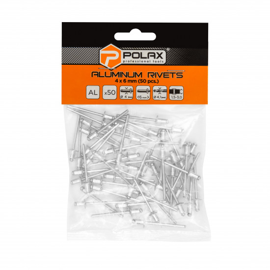 Заклепки алюмінієві витяжні 4 х 6 мм Polax (37-007)