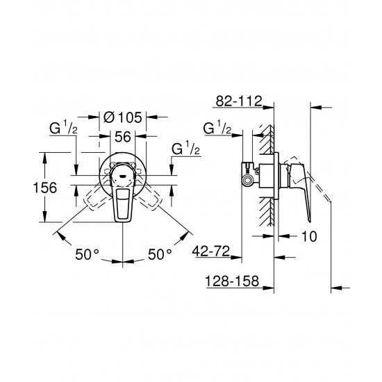 Змішувач прихованого монтажу для 1 споживача Grohe BauLoop New (29042001)