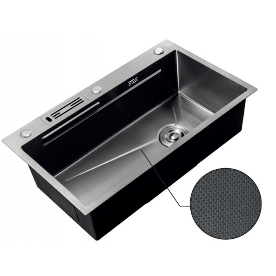 Мойка Mixxus Premium MH7545-SET-05 MICRO DECOR NANO-BLACK (3.0/0.8) комплект (графит) (MX9633)