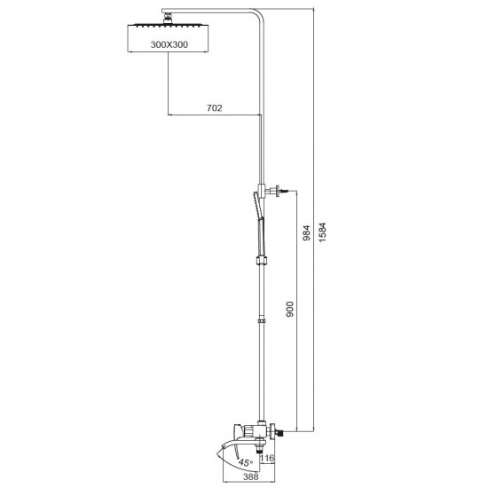 Душова колона із змішувачем Koer KB-56007-05 (Колір чорний) (KR3461)