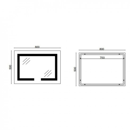 Дзеркало Mixxus HARD MR07-80x50 з LED Touch, Anti-fog, димером, регулюванням яскравості (MI6658)