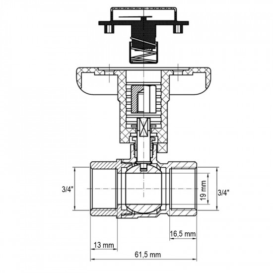 Кран шаровой с пластиковой ручкой и термометром Koer KR.240 - 3/4" ГГ (KR3118)