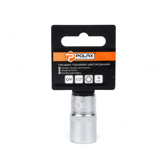 Головка торцева Polax автомобільна шестигранна 16 мм, 1/2", Polax (25-089) Головка торцева Polax автомобільна шестигранна 16 мм, 1/2", Polax (25-089)