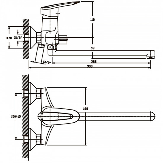 Змішувач для ванни Haiba Disk 006 (HB0054)