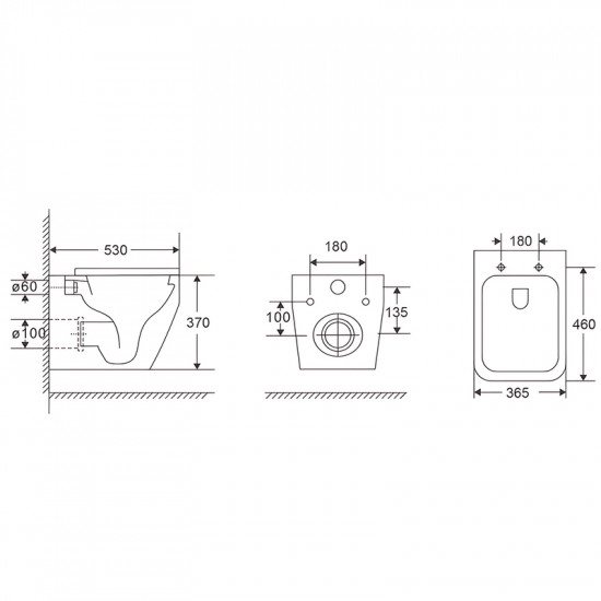 Унітаз підвісний Mixxus Premium STYLE-0301-T1 530х365х370mm система змиву TORNADO 1.0 (MP6691)