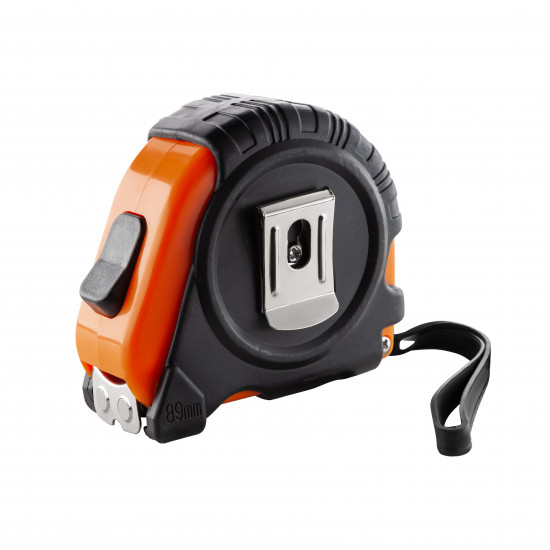 Рулетка Polax вимірювальна будівельна гумовий корпус магнітна 2 стопа фіксатор 8 м х 25 мм (29-013)