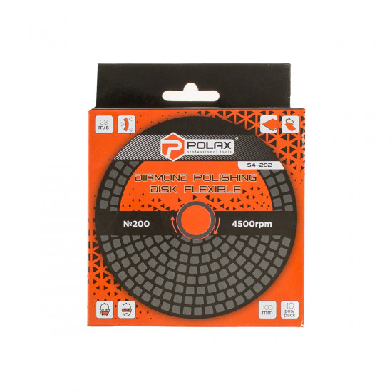 Диск алмазний Polax шліфувальний гнучкий на липучці "Черепашка" 100 мм, P200 (54-202)
