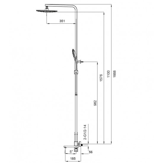 Душова колона із змішувачем Koer KB-56009-05 (Колір чорний) (KR3507)