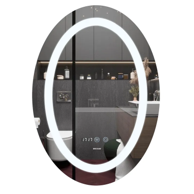 Зеркало Mixxus PLAIN MV02-60x80 с LED Touch, Anti-fog, диммером, регулировкой яркости, часами