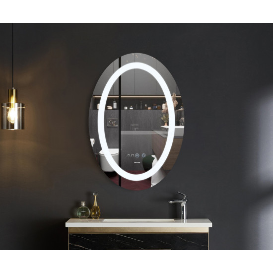 Зеркало Mixxus PLAIN MV02-60x80 с LED Touch, Anti-fog, диммером, регулировкой яркости, часами