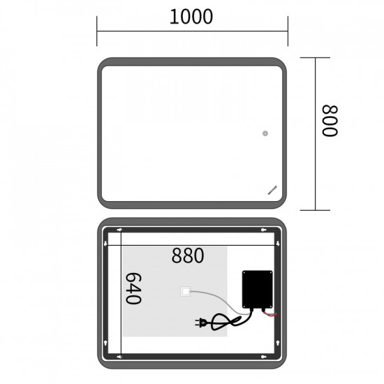 Зеркало Mixxus Premium OLIVARY MR19-100x80-REVERSE (LED Touch, Anti-fog, диммер (3-6,5kK)) (MP6629)