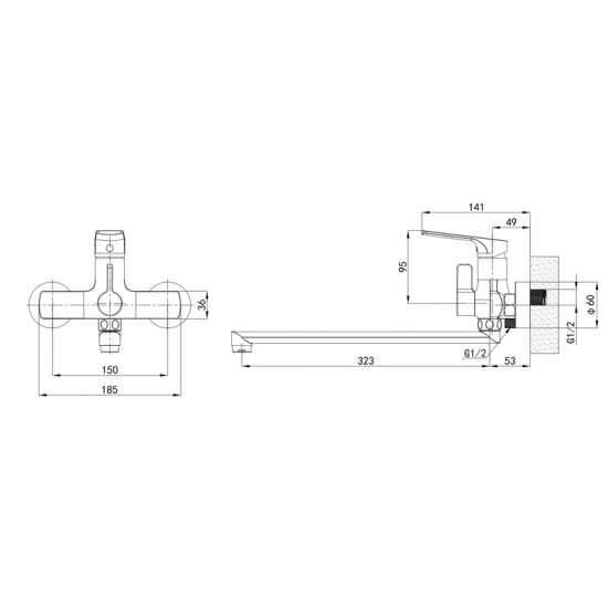 Змішувач для ванни Mixxus Premium MONE 006 EURO Graphite (MI6781)