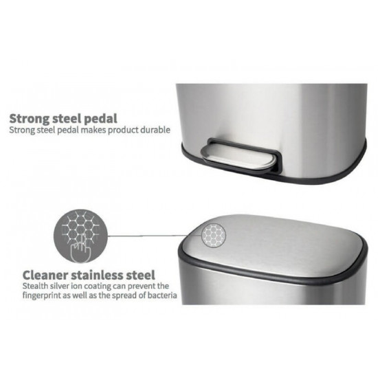 Ведро для мусора с плавным закрытием овальное Mixxus Premium Diverse-TC0105 SS Цвет 5л цвет нержавеющий