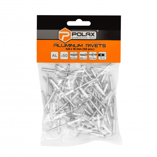 Заклепки алюмінієві витяжні 4,8 х 16 мм Polax (37-019) Заклепки алюмінієві витяжні 4,8 х 16 мм Polax (37-019)