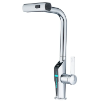 Змішувач для кухні з висувною лійкою Mixxus FALCON 014, 4 режими, з індикатором температури (MI6838