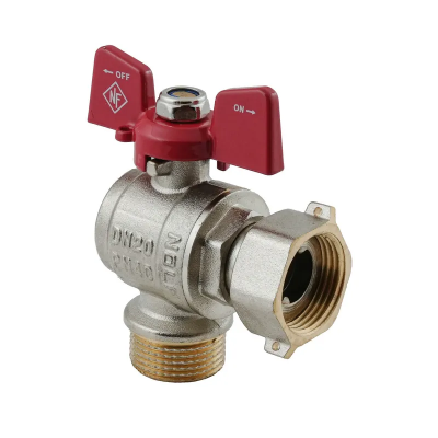 Кран кульовий Nolf classic NFC.841-08-3/4"FM ГШМ з накидною гайкою кутовий, ручка "метелик" червона