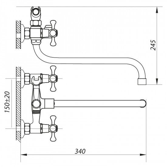 Змішувач для ванни Zerix DMT 836 (ZX0019)