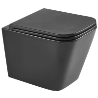 Унитаз подвесной Mixxus Premium QUADRO-0301-T3 BLACK 490х340х360mm, система смыва TORNADO 3.0 (MP65)