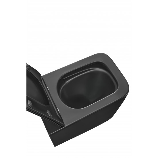 Унітаз підвісний Mixxus Premium QUADRO-0301-T3 BLACK 490х340х360mm, система змиву TORNADO 3.0 (MP65