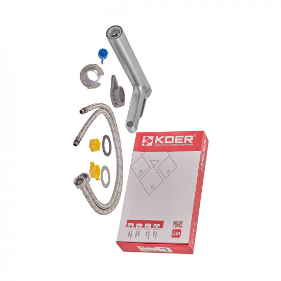 Змішувач для умивальника Koer KI-11016-02 високий (з нерж. сталі) (Колір нерж) (KR4790)