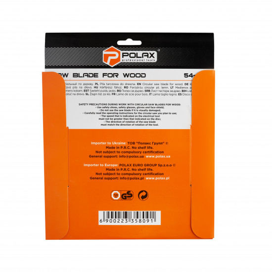Диск пильний Polax по дереву з твердосплавними напайками 230x30.0/25.4, 40Т (54-146)