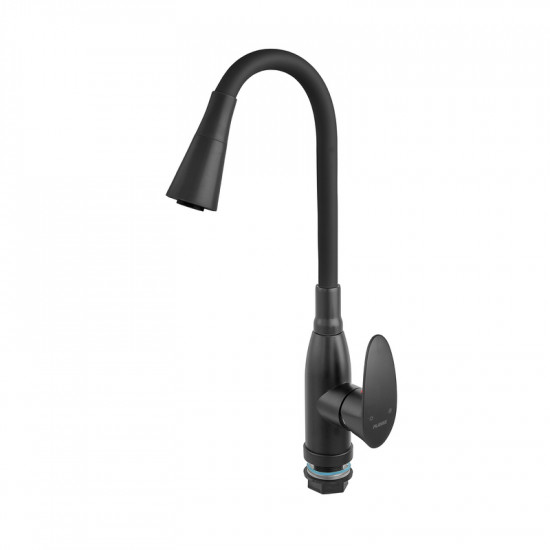 Змішувач для кухні PLAMIX CEZAR-011-B SET MATTE BLACK REFL.BLACK з силіконовим виливом