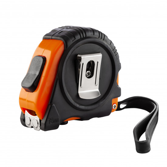 Рулетка Polax вимірювальна будівельна гумовий корпус магнітна 2 стопа фіксатор 5 м х 19 мм (29-017)