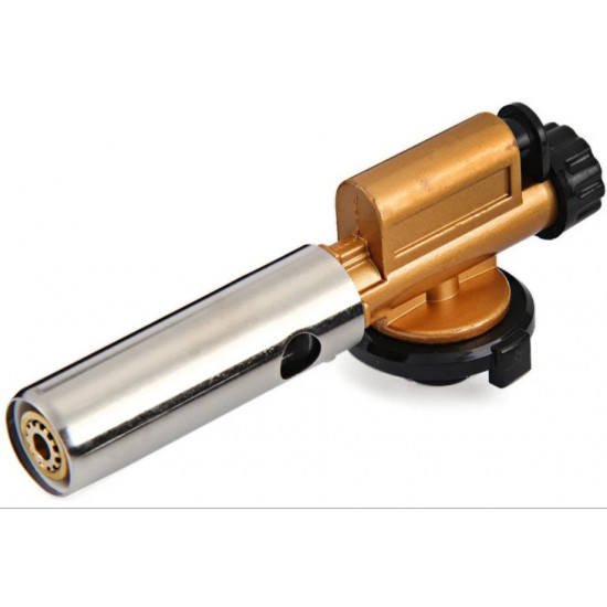 Газовий пальник латунний з керамічним соплом і п'єзопідпалом суцільнометалевий Ø22 мм 155 мм (70005)