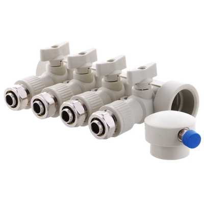 Коллектор распределительный 4-way с фитингом (40x20) PPR Koer K0192.PRO (KP2557)