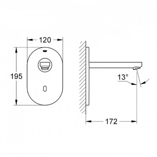 Змішувач безконтактний для умивальника Bluetooth прихов. монт. Grohe Euroeco Cosmopolitan E (364100