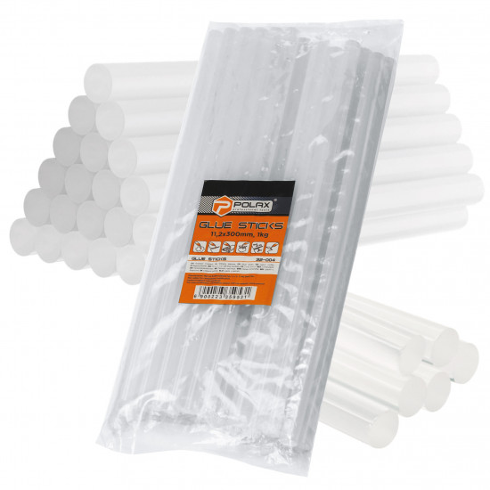 Стрижні клейові прозорі Polax 11,2 х 300 мм, 1 кг (32-004)