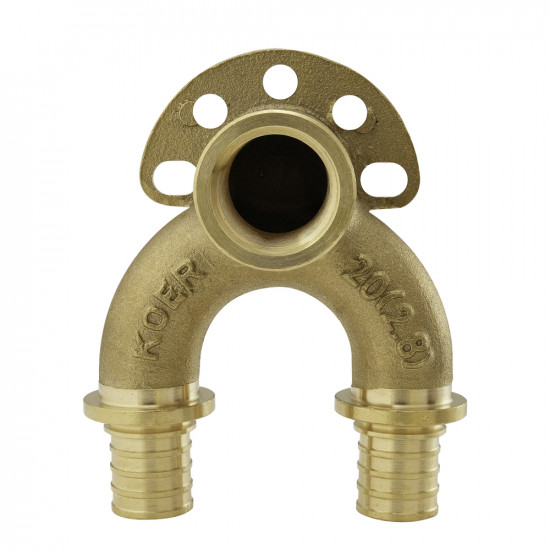 Уголок настенный с сквозным проходом и ВР Koer KA.LW20-06F-20 - 20(2.8mm) x 1/2"F x 20(2.8mm) (KR4883)