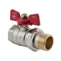 Кран з американкою Nolf classic NFC.921-10-1" FM ГШМ, ручка "метелик" червона (NF3152)