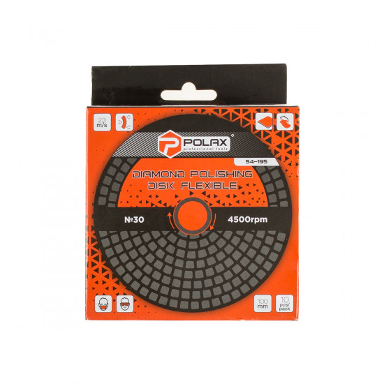 Диск алмазный Polax шлифовальный гибкий на липучке "Черепашка" 100 мм, P30 (54-195)