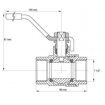 Кран кульовий KOER KR.214.G - 1 1/2" FF ГГВ YELLOW, ручка "важіль" жовта (KR0136)