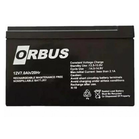 Акумуляторна батарея ORBUS ORB1270 AGM 12V 7Ah (150x65x90) 2.0 kg Q10/450