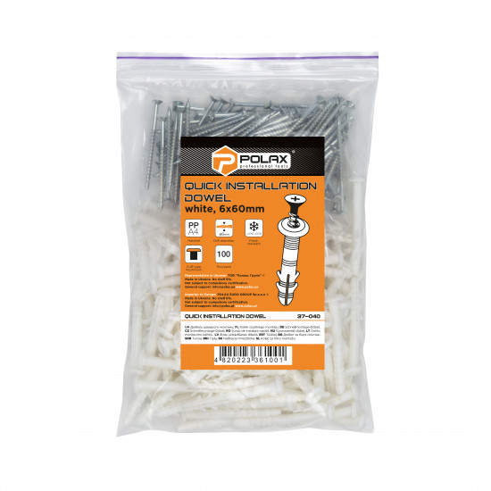 Дюбель швидкого монтажу Polax гриб 6 x 60 мм 100 шт. (37-040)