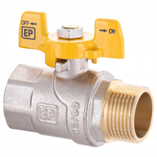 Кран кульовий Europroduct EP.111 - 3/4" FM ГШМ YELLOW, ручка "метелик" жовта (EP2933)