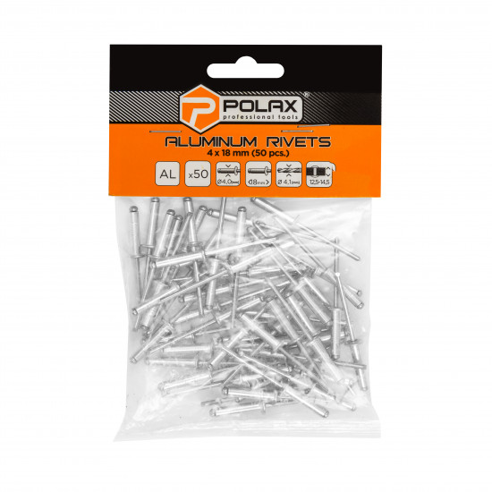 Заклепки алюмінієві витяжні 4 х 18 мм Polax (37-013) Заклепки алюмінієві витяжні 4 х 18 мм Polax (37-013)