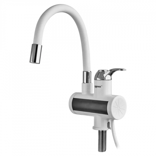 Проточний водонагрівач Zerix ELW21-EF-WHITE 3,3 kW з індикатором температури, силіконовий вилив (ZX