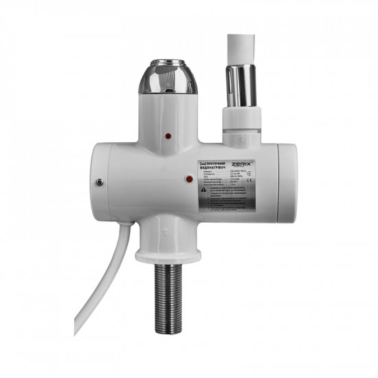 Проточний водонагрівач Zerix ELW21-EF-WHITE 3,3 kW з індикатором температури, силіконовий вилив (ZX