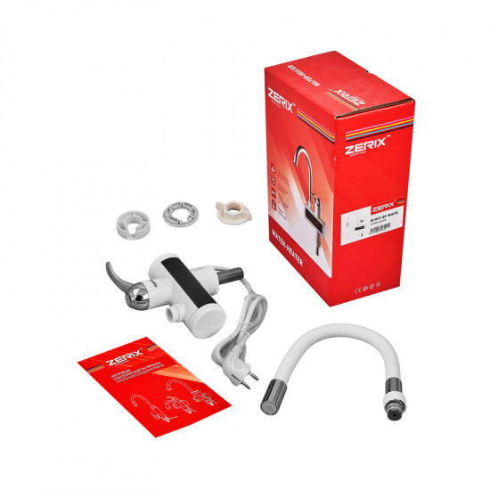 Проточний водонагрівач Zerix ELW21-EF-WHITE 3,3 kW з індикатором температури, силіконовий вилив (ZX