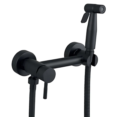 Змішувач настінний з гігієнічним душем Mixxus SUS-222 BLACK з нержавіючої сталі SUS304 (MX0680)