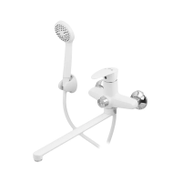 Смеситель для ванны Plamix Cezar-006 EURO SET White (с шлангом, лейкой и кронштейном) (PM0666)