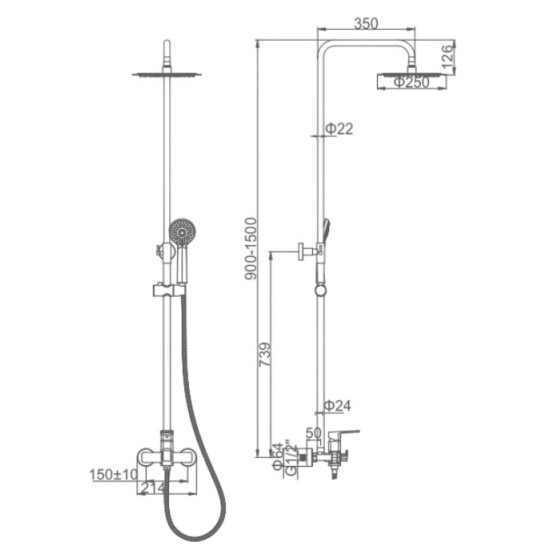 Душова колонна зі змішувачем Ibergrif Trento M17006 (LL2015)
