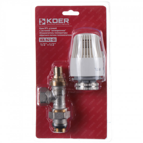 Кран RTL с системой "антипротекания" угловой Koer KR.941-Gi - 1/2x1/2 (KR3065)