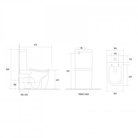 Унітаз-компакт ергономічний Koer TT-0201-T3 675x390x860mm система змиву TORNADO 3.0 (KR5613)