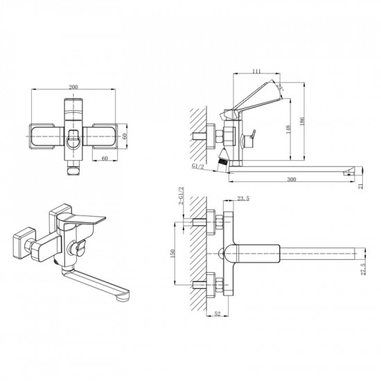 Змішувач для ванни Mixxus Wilson 006 Euro (MI7131)